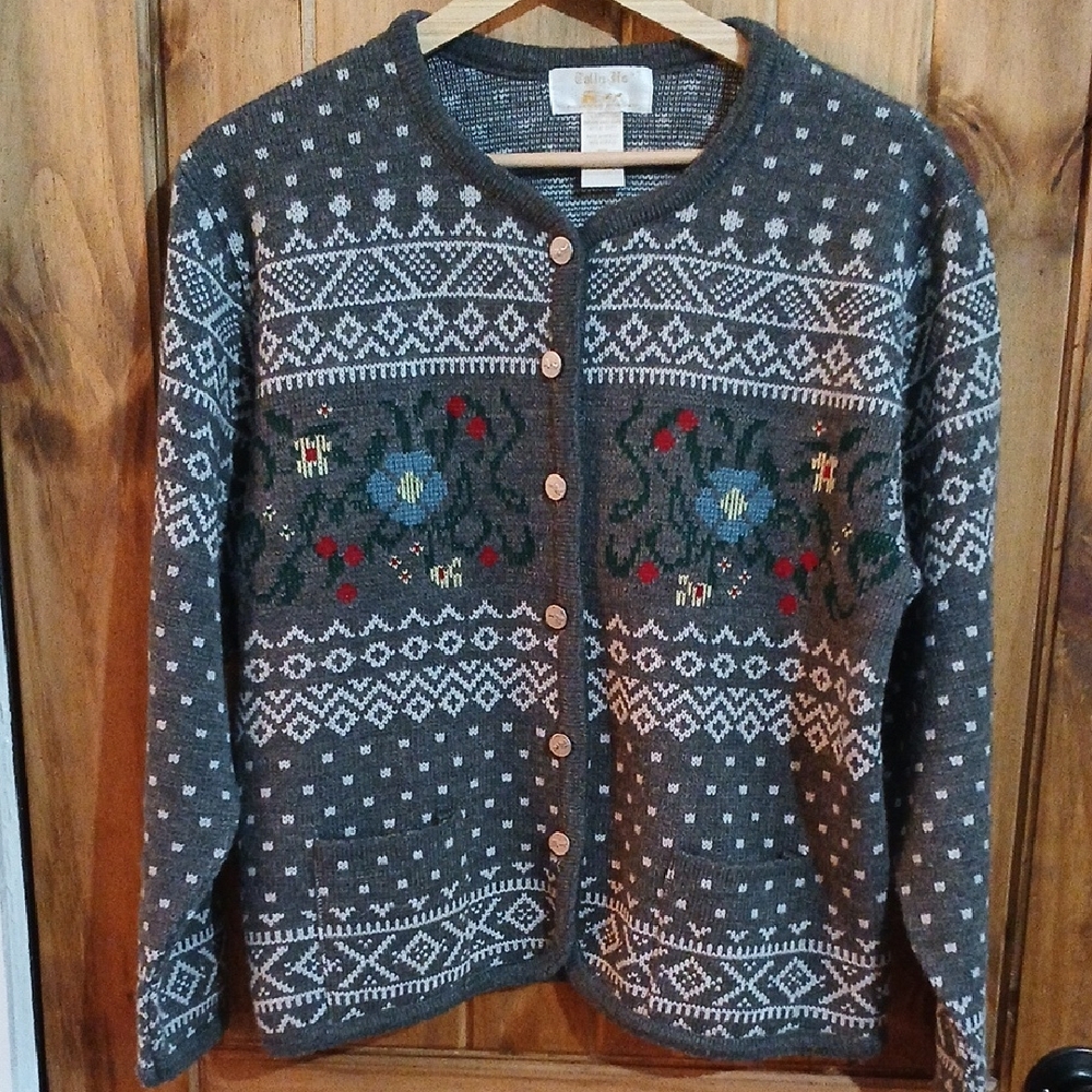 Vintage Tally-Ho Cardigan Sweater - Medium
